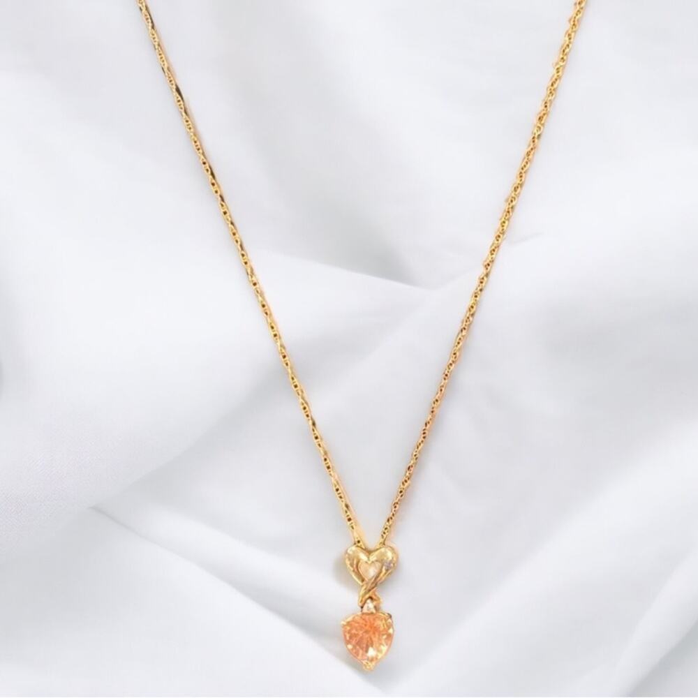 10KT Gold Labradorite and Diamond Heart Necklace - Picture 2 of 3